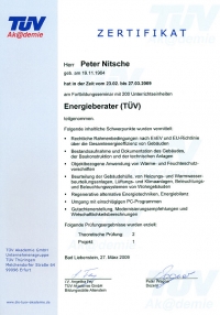 Zertifikat Energieberatung